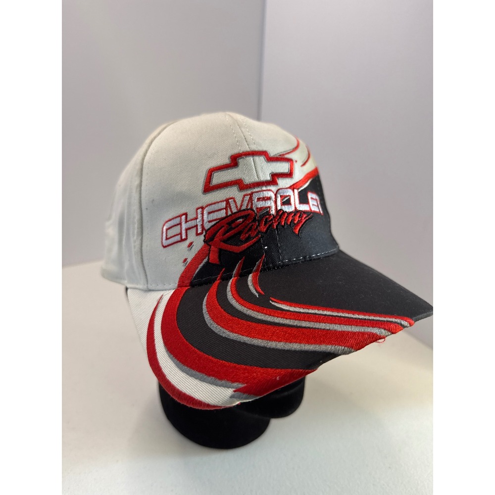 Vintage Chevrolet Racing Hat The Game Snapback White Black Red Chevy Bowtie Cap